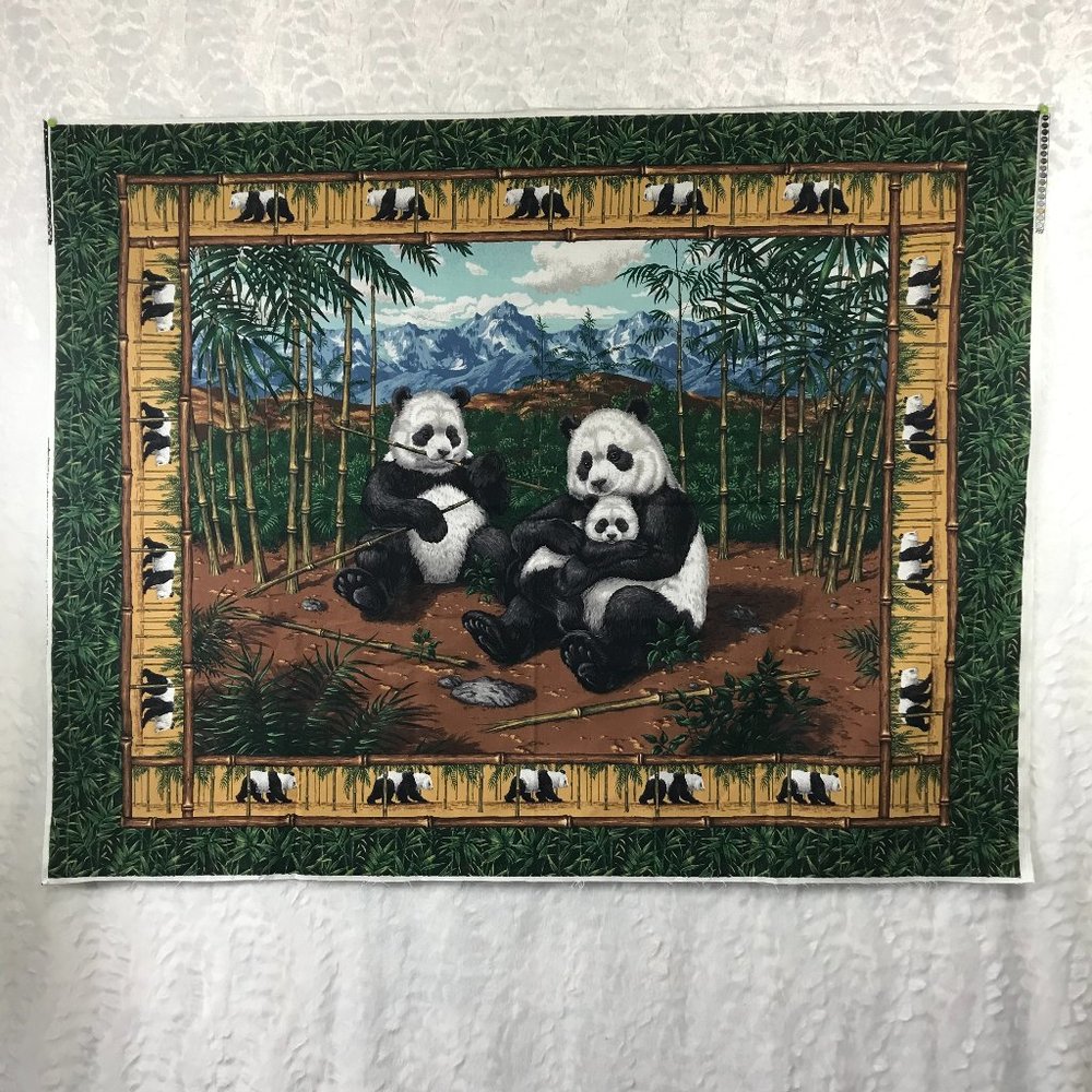 Panda Bear Quilt Fabric Panel by VIP Cranston Village bamboo baby pandas